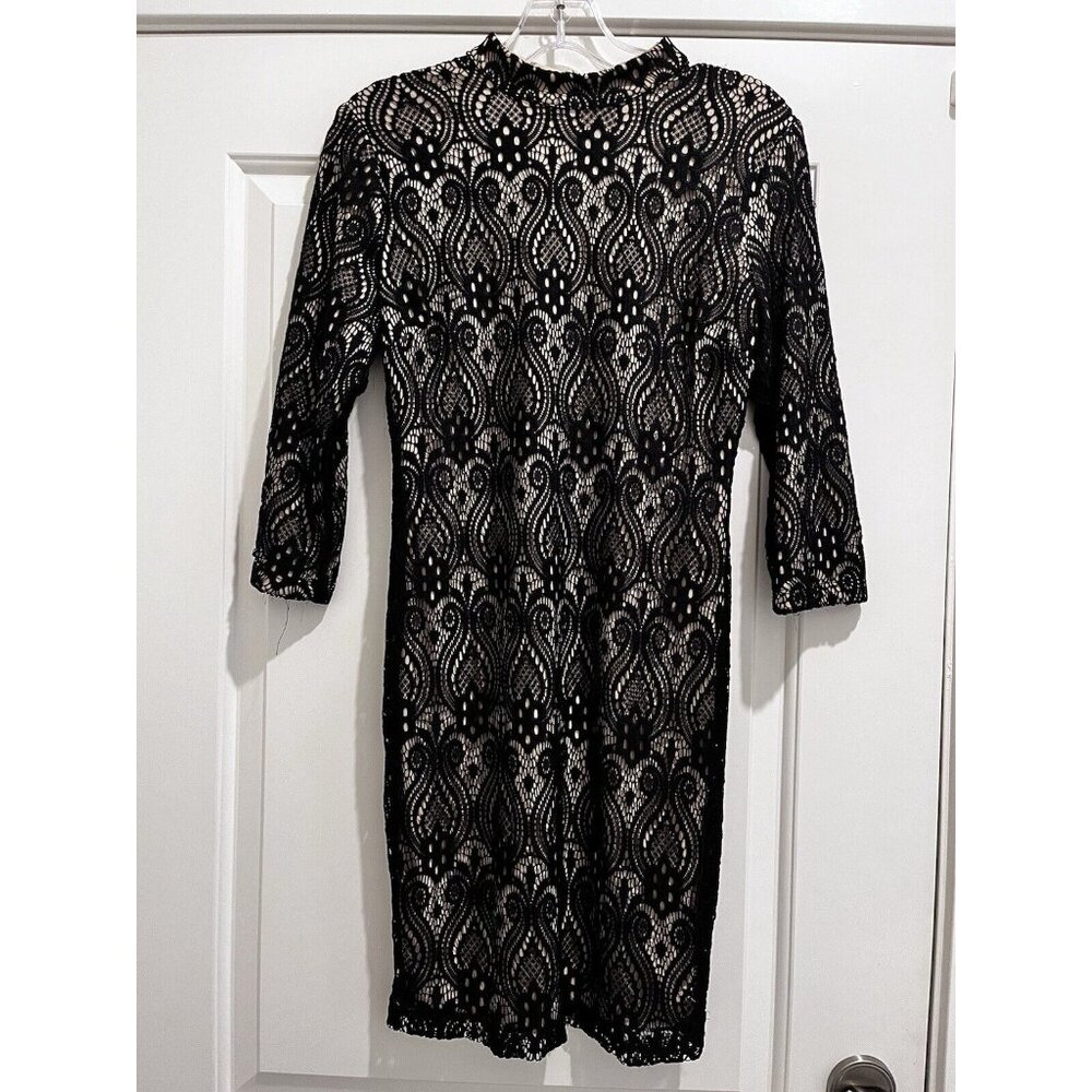 Crystal Doll Y2K Black lace open keyhole back cocktail dress evening party small - Picture 2 of 10